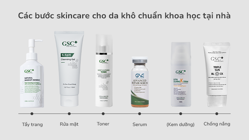 Các bước skincare cho da khô chuẩn khoa học tại nhà