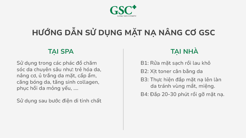 Hướng dẫn sử dụng mặt nạ nâng cơ GSC